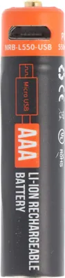Produktbild von Rundzelle AAA, Li-ion, 1,5V, 550mAh, 0,8Wh, mit USB-Ladeanschluss
