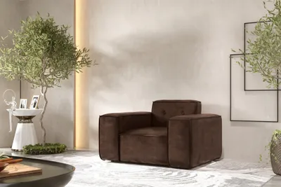 Produktbild von Sessel Designersessel CESINA in Stoff Gobi (Vintage Look) Dunkelbraun