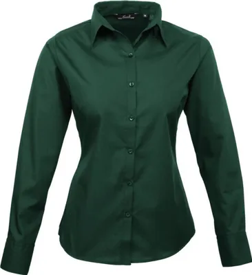 Image de Premier Workwear , Chemisier à manches longues en popeline pour femmes , Bottle , 42 (L/14)