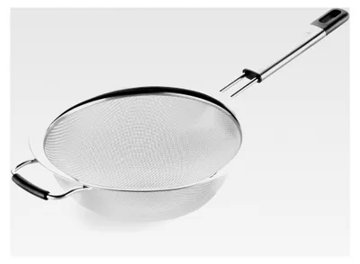 Produktbild von 22 cm großes Sieb aus Edelstahl 18/10 mit verstärktem Griff, stapelbar und platzsparend
