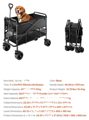 Obrázek produktu pro Kočárek do zahrady, skládací konstrukce, terénní pneumatiky, nosnost 450 lbs