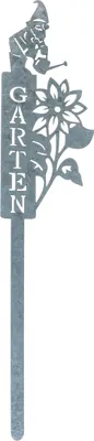 Produktbild von Gartenstecker Metall Dekofigur Zwerg mit Blume für Beete und Pflanzkübel