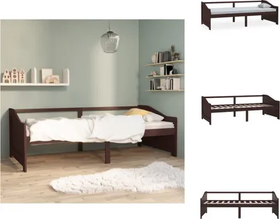 Obrázok produktu pre vidaXL Denná posteľ 3-miestna tmavohnedá z borovicového masívu 90x200 cm - Postele a rámy postelí