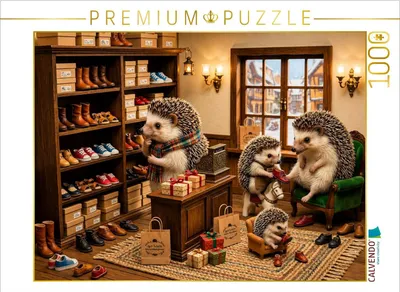 Produktbild von CALVENDO Puzzle Die kleine Igelschuhstube | 1000 Teile Lege-Größe 64x48cm Foto-Puzzle für glückliche Stunden