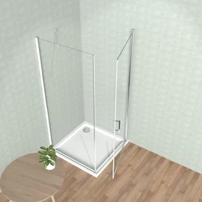 Produktbild von LEMMO Eckeinstieg Pendeltür + Duschwand 80*100 cm ESG Glas mit NANO Beschichtung Höhe 185cm