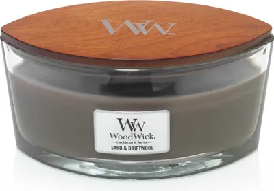 Produktbild von WoodWick Sand & Driftwood - Hearthwick-Duftkerze mit Holzdocht