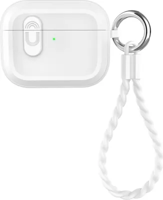 Obrázek produktu pro INF Bílý silikonový ochranný obal pro AirPods Pro 2 s magnetickým USB krytem a poutkem