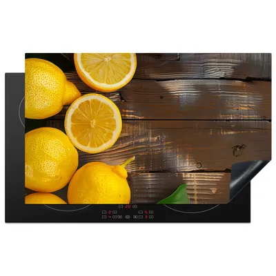Produktbild von KitchenYeah© Herdabdeckplatte Holz - Zitrone - Braun - Gelb , 85x52cm, Küche Deko, Glaskeramikkochfeld Herdabdeckung, Abdeckplatte fùr Kochfeld