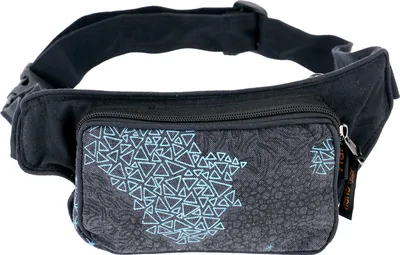 Produktbild von Stoff Sidebag & Gürteltasche, Goa Gürteltasche - Schwarz/taubenblau, Uni - Erwachsene, Baumwolle, 12*18*8 cm, Festival- Bauchtasche Hippie
