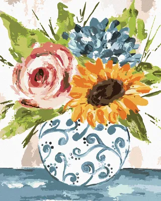 Produktbild von Zuty - Malen nach Zahlen - STILLLEBEN BLUMEN IN EINER VASE (HALEY BUSH), 40x50 cm, mit Keilrahmen (bereits gespannt)