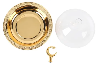 Produktbild von Servierplatte im eleganten europäischen Stil, einfarbig, verziert mit Goldauflage, runde Form, mit Deckel