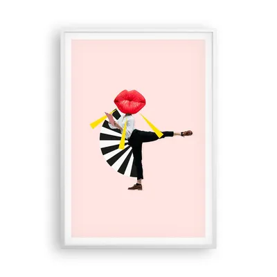Produktbild von Gerahmtes Poster - Weißer Rahmen - Grafik Mund Mann - 70x100 cm - Wand Bild - Wanddeko - Wandbilder - Kunstposter - Wandposter - Bilderrahmen - Bilder - Kunstdruck - Wanddekoration - P2WPA70x100-4559
