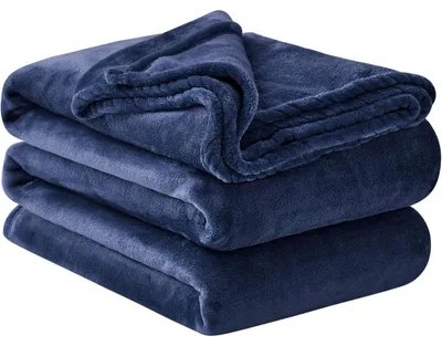 Productafbeelding van Pluizige deken, marineblauw, 230x270 cm. Fleece deken, warm en zacht