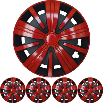 Produktbild von 4x PREMIUM DESIGN Radkappen Radzierblenden Spinel BIS 15 ZOLL in Rot / Schwarz