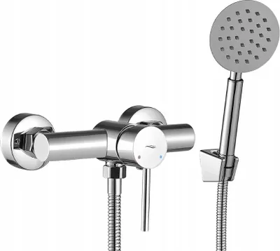 Immagine prodotto di Elegante miscelatore a parete cromato con set per doccia a pioggia e miscelatore monocomando, acciaio inox