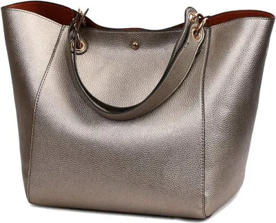 Produktbild von Coolives Damen 2-in-1 Shopper Schultertasche aus Kunstleder Vintage Handtasche Henkeltasche Eimer Tasche