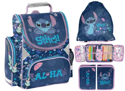 Produktbild von Schulranzen Set 3-teilig Tornister Jungen Stitch Blau Aloha