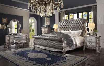 Image de Chambre à coucher design 6 pièces Set complet lit table de nuit commode Nouveau