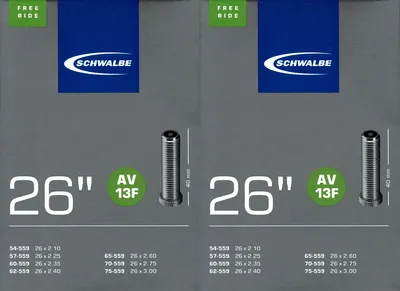 Produktbild von 2x Schwalbe AV 13F 26 Zoll Freeride Schlauch Auto Ventil