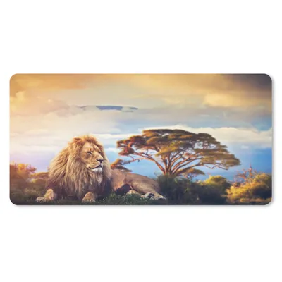 Produktbild von MuchoWow® Schreibtischunterlage Löwe - Gemälde - Afrika 60x40 cm - XXL Mauspad - Großes Mauspad