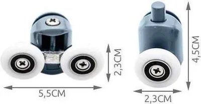 Produktbild von 23 mm Duschekabinen-Rollen-Set für Schiebetür, 8 Stück, grau, Stahlgehäuse, 4-6 mm Glas