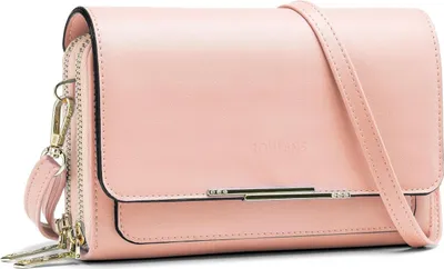 Image de Petit sac à bandoulière en cuirPolyuréthaneavec poche pour téléphone portable et fente pour carte - A-nacktes Rosa