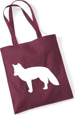 Produktbild von Huuraa Jutebeutel Fuchs Silhouette 10 Liter Burgundy Baumwolle Tasche Geschenkidee