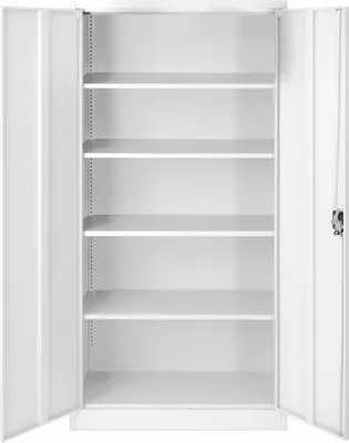 Immagine prodotto di 3x Armadio per ufficio C001 Armadio per archiviazione Armadio multiuso Armadio in metallo 4 ripiani Verniciatura a polvere 185 cm x 90 cm x 40 cm bianco