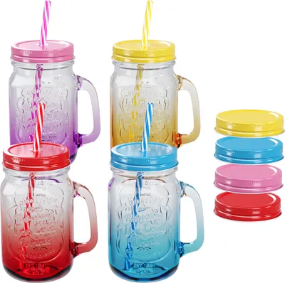 Produktbild von Trinkgläser Farbverlauf - 500ml + Ersatzdeckeln