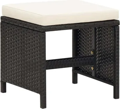 Immagine prodotto di Sgabelli da Giardino 4 pz con Cuscini in Polyrattan Nero