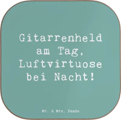 Produktbild von Mr. & Mrs. Panda Tassenuntersetzer Spruch Gitarrenheld - Meeresbrise - Geschenk, Instrument, Lernen, Untersetzer Gläser, Musiker, Abenteuer, Freiheit, Coaster, Akustik