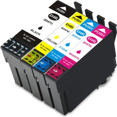 Image de 4 cartouches d'encre compatibles T3471, T3472, T3473, T3474, T34XL noir, cyan, magenta, jaune pour Epson WorkForce Pro WF-3720 3725