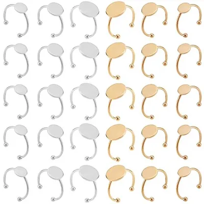 Productafbeelding van Blanco Ringen - Ring Basis - Sieraden Maken - Verstelbare Basis - 30 Stuks - Goud Zilver