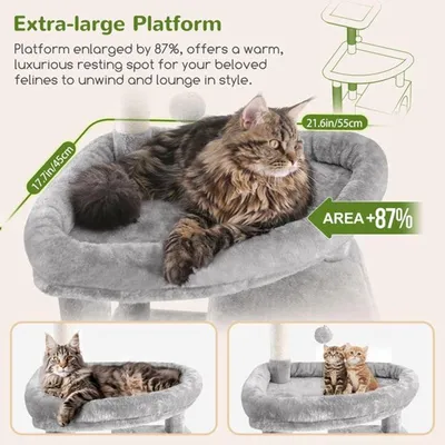 Immagine prodotto di Albero per gatti XXL - 213 cm di altezza - Tiragraffi con cuccia e cesta