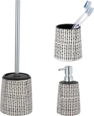 Produktbild von Schöner Wohnen Keramik Bad-Accessoire Set Brento WC-Garnitur Seifenspender Zahnputzbecher