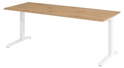 Produktbild von bümö Schreibtisch Serie-XB - Nachbildung: Asteiche, Gestell: Weiß, Größe:  200 x 80 cm