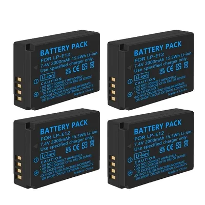 Immagine prodotto di Batteria LP-E12, 100% originale, caricatore LCD USB, Polonia, 4 batterie