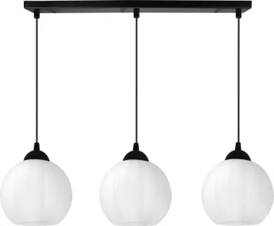Immagine prodotto di Lampada a sospensione Costa nera a 3 luci con globi bianchi E27 - elegante lampada a sospensione per l'illuminazione di interni moderni
