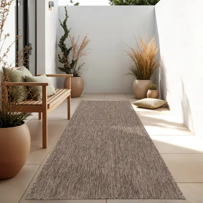 Produktbild von In- & Outdoor Teppich Flachgewebe einfarbig modern wetterfest für Terrasse Küche Grösse 60x100 cm