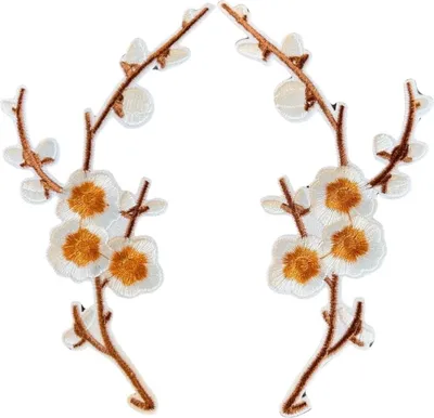 Produktbild von Blüten-Blumen-Emblem-Patch-Set zum Aufbügeln, Weiß