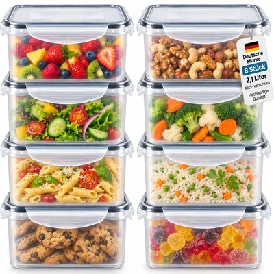 Produktbild von Frischhaltedosen 8er Set Aufbewahrungsbox Vorratsdose Gefrier Behälter 2,1 Liter