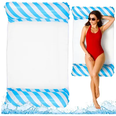 Image de Matelas hamac gonflable Chaise longue Blanc et bleu 120 x 70 cm