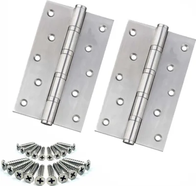 Produktbild von Edelstahl Türscharnier 125 mm Kugelgelagert – 2er Set Rostfrei 304 Edelstahl Scharniere für Innen- & Außentüren, Gartentor, Möbel inkl. Schrauben