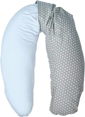 Produktbild von Smoothy Seitenschläferkissen & Stillkissen 155x30 cm – Schwangerschaftskissen mit Mikroperlen, Baumwollbezug Waschbar, Grau Gepunktet