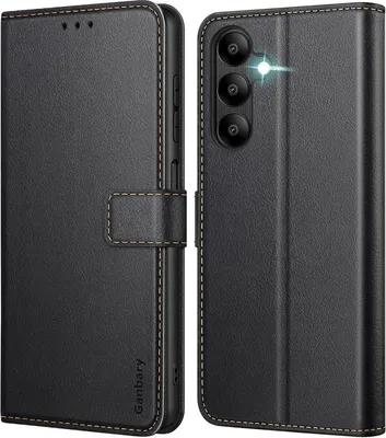 Produktbild von Samsung Galaxy A05s Handyhülle - Premium Leder Klapphülle mit Kartenschlitzen & Standfunktion, Schwarz