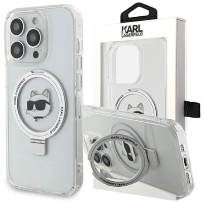 Produktbild von Karl Lagerfeld KLHMP15XHMRSCHH iPhone 15 Pro Max 6,7  weiß/weiß Hardcase Ring Stand Choupette Head MagSafe Handyhülle