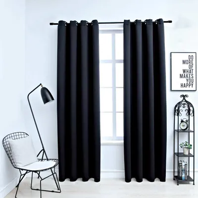 Obrázok produktu pre The Living Store zatemňovacie závesy s kovovými očkami 2 ks čierne 140x225 cm