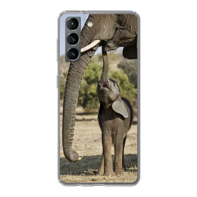 Produktbild von MuchoWow® Handyhülle Schutzhülle Hülle für Samsung Galaxy S21 Elefant - Tiere - Gras - Natur Silikon Softcase Handy Hülle - Softcase