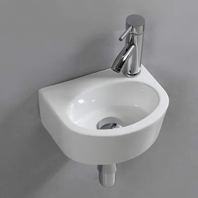 Imagen del producto de Lavabo oval, de cerámica, de 300x235x120 mm, ideal para baños pequeños