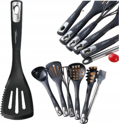 Image de Spatule ergonomique rainurée en PBT de Masterpan - cuisiner avec style